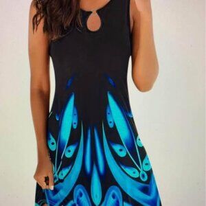 Ladies size XXL Blue & Black shift dress